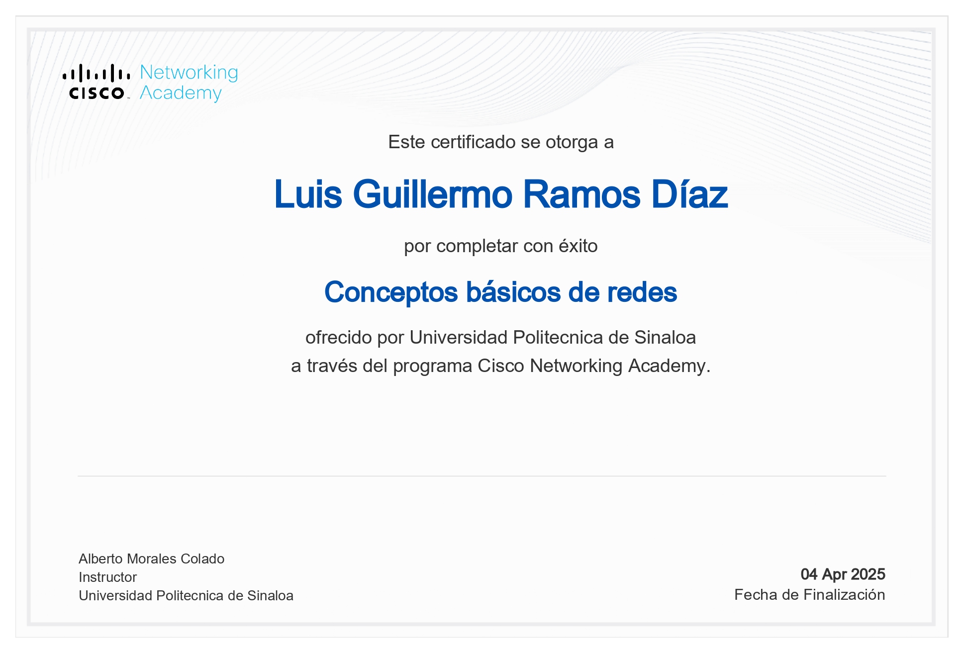 Miniatura del certificado Conceptos Básicos de Redes