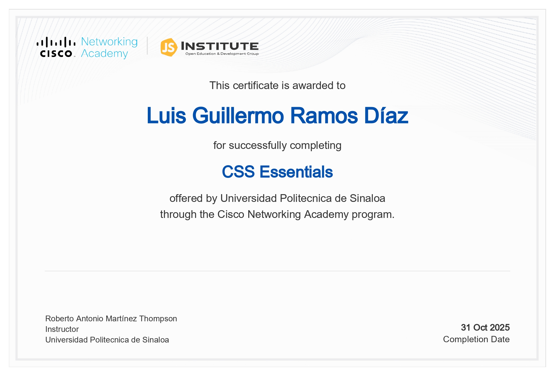 Miniatura del certificado CSS Essentials