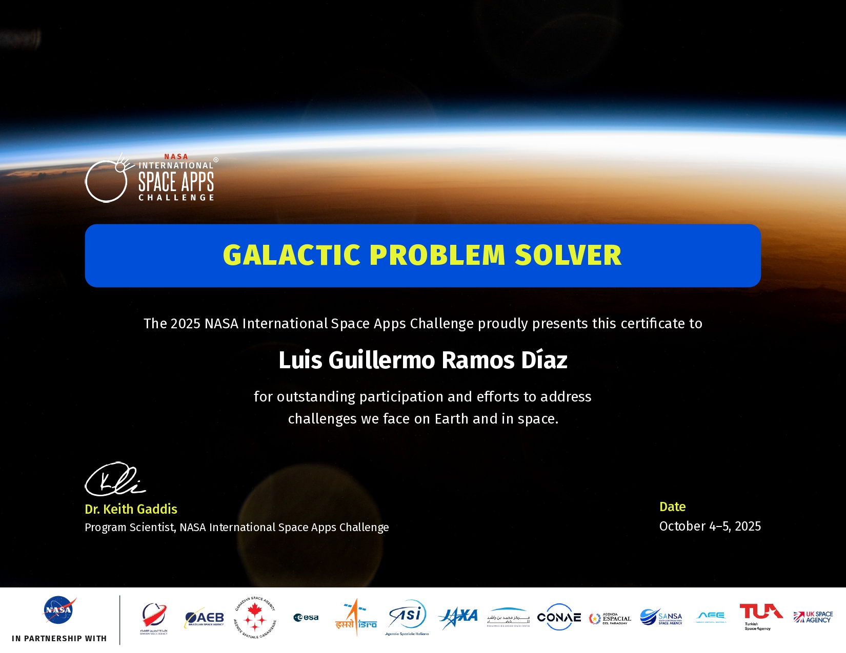 Miniatura del certificado NASA Space Apps Challenge