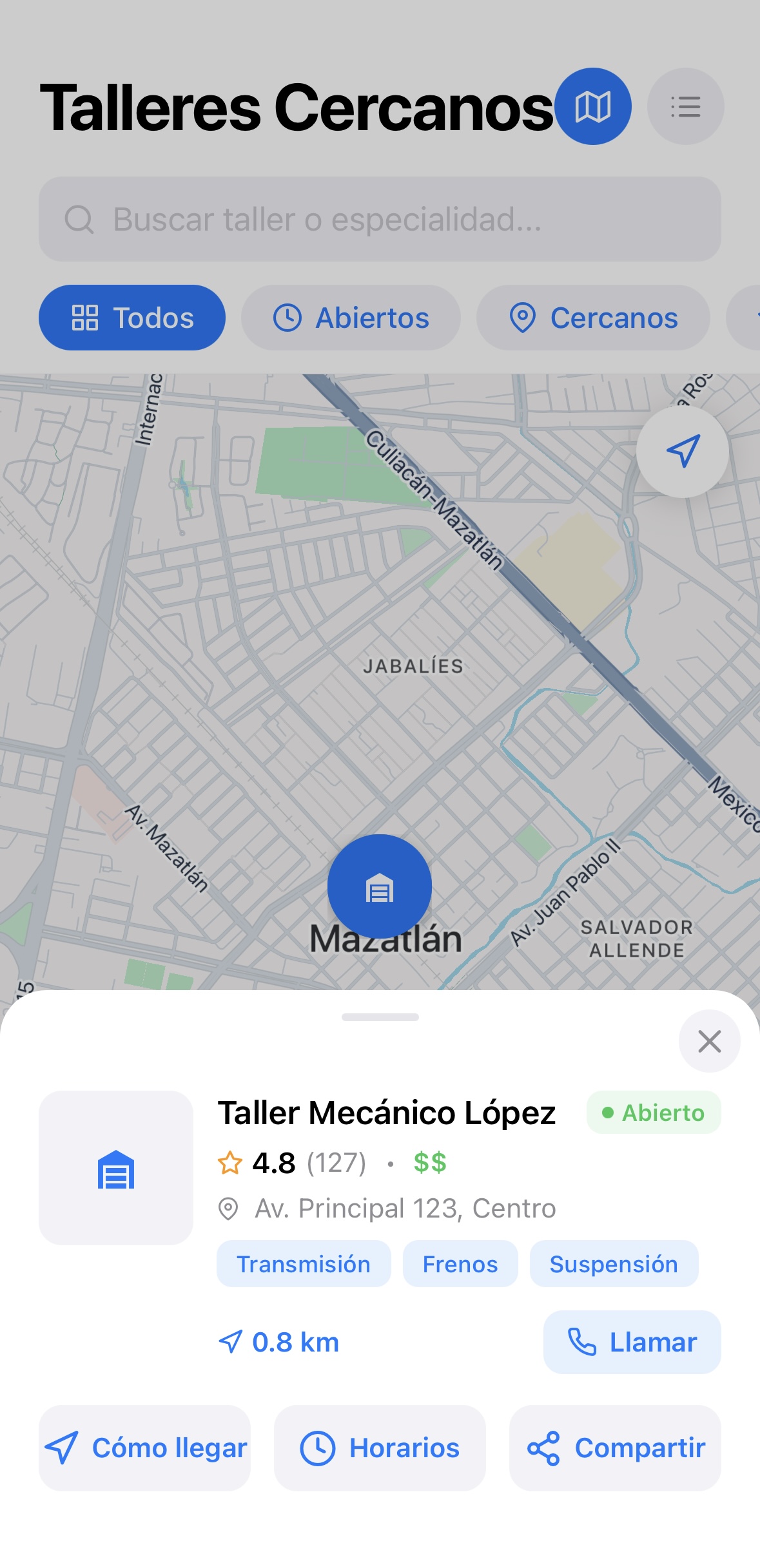 Fixbot - Mapa de Talleres
